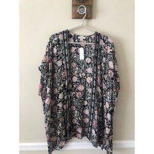 NWT LOFT Womens Size XS/S Blue Floral Kimono Top Boho